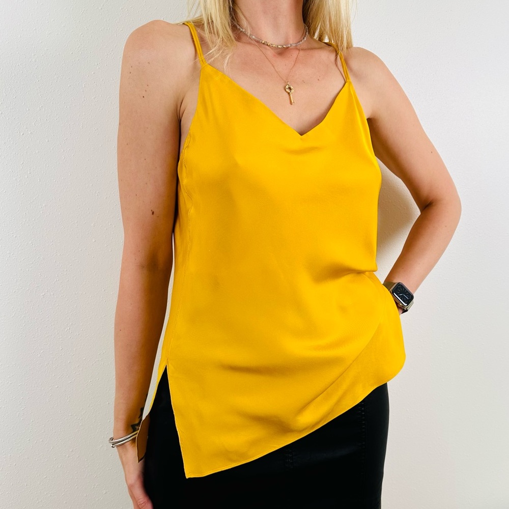 Rag & Bone Cove Sleeveless Silk Scoopback Old Gold Camisole Tank Top MSRP $295